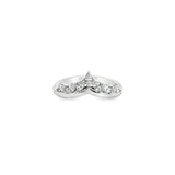 18ct white gold tiara-style ring featuring seven marquise cut diamonds totalling 0.33ct, claw set to form a delicate pointed crown shape.
