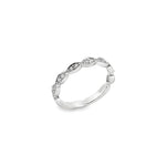 18ct white gold ring featuring fourteen round brilliant cut diamonds totalling 0.17ct in marquise-shaped settings across the top.