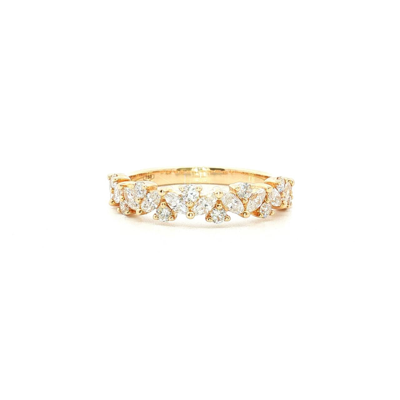 Marquise and round diamond band in yellow gold