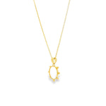 9ct yellow gold pendant featuring an oval mother of pearl drop with beaded surround and articulated pendant runner.