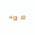 9ct rose gold clover stud earrings with mother of pearl centre