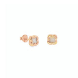 9ct rose gold clover stud earrings with mother of pearl centre