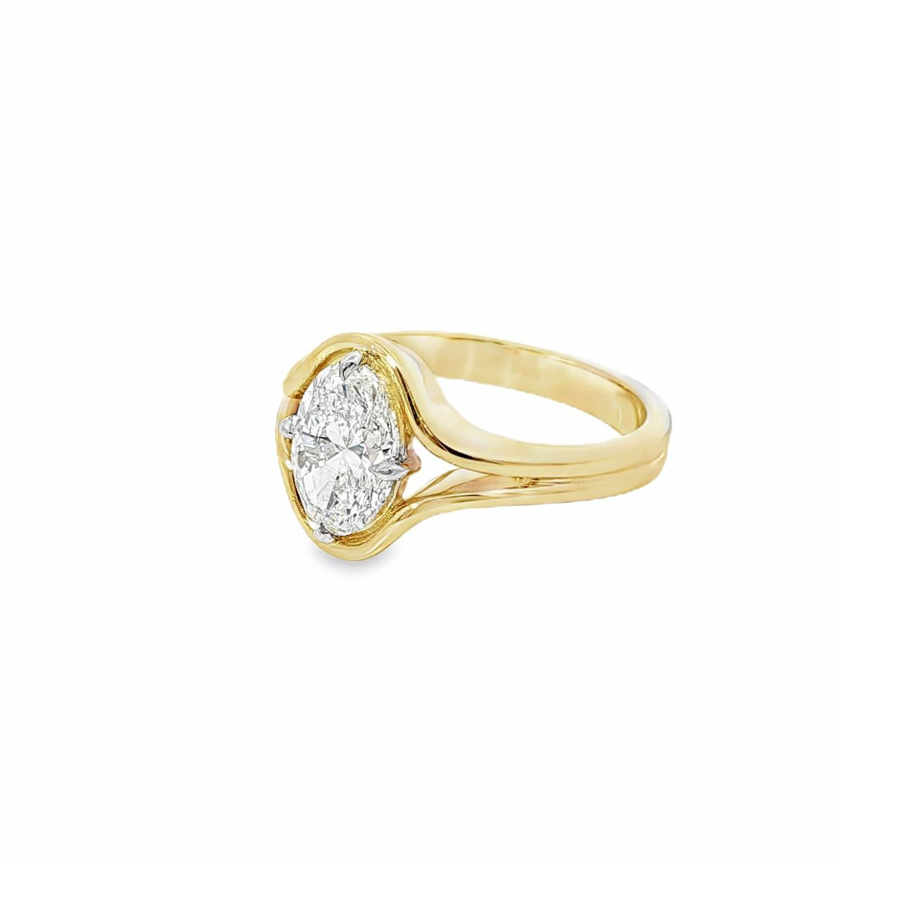 18ct yellow gold oval diamond ring with 1.81ct GIA certified diamond in NSEW claw setting