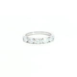 18ct white gold diamond ring featuring five oval-cut diamonds in classic four-claw settings.