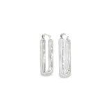 9ct white gold 30 x 4.7mm oval hoop earrings featuring a polished finish with post and clip fittings.
