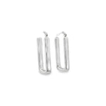 9ct white gold 30 x 4.7mm oval hoop earrings featuring a polished finish with post and clip fittings.