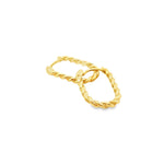 18ct yellow gold 15 x 2mm oval twist huggie earrings featuring a polished finish and hinged clip catch closure.