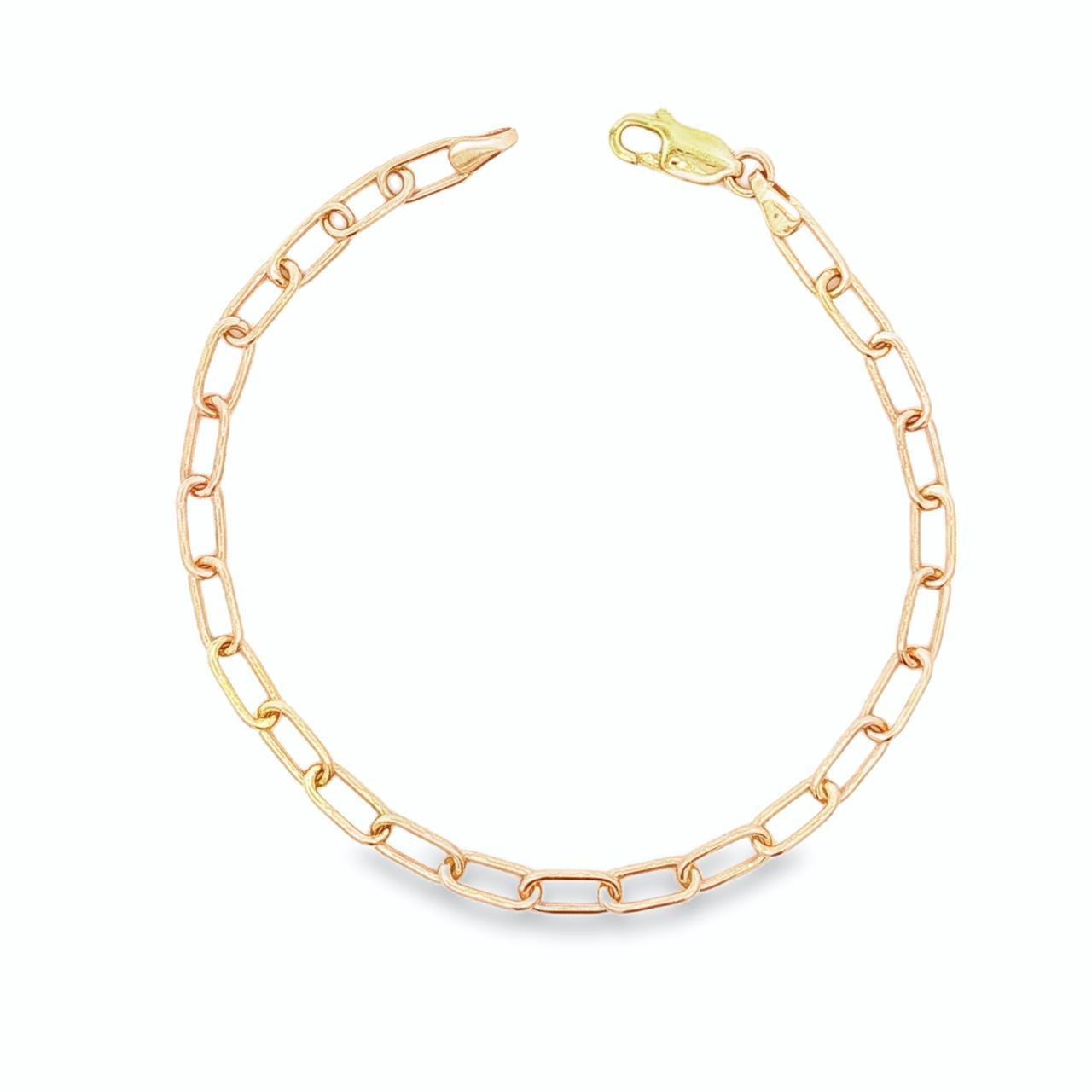 9ct yellow gold paperclip link bracelet with oval oblong links
