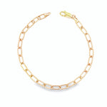 9ct yellow gold paperclip link bracelet with oval oblong links