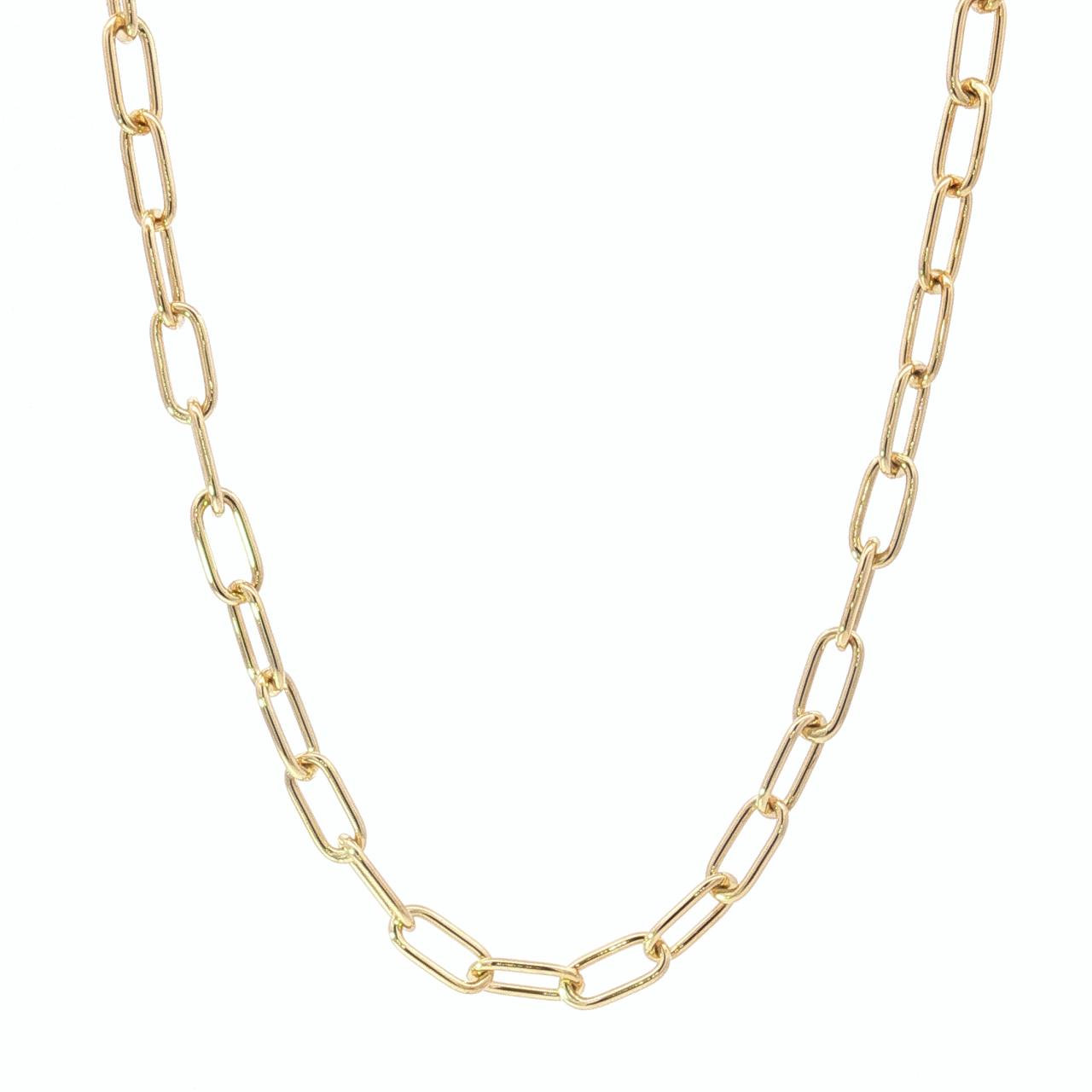 9ct yellow gold paperclip link chain with oval oblong links