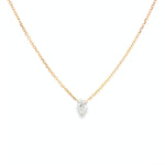 18ct rose gold necklace with pear cut diamond in three claw setting