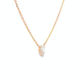 18ct rose gold necklace with pear cut diamond in three claw setting