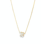 18ct yellow gold diamond necklace with pear cut diamonds arranged in offset clover cluster