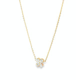 18ct yellow gold diamond necklace with pear cut diamonds arranged in offset clover cluster