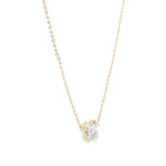 18ct yellow gold diamond necklace with pear cut diamonds arranged in offset clover cluster
