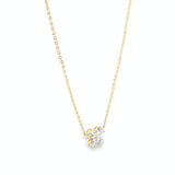 18ct yellow gold diamond necklace with pear cut diamonds arranged in offset clover cluster