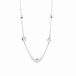 9ct white gold bracelet with alternating brushed and polished pear-shaped discs on a fine trace link chain.