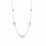 9ct white gold bracelet with alternating brushed and polished pear-shaped discs on a fine trace link chain.