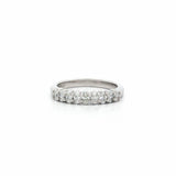 platinum diamond band ring with oval cut diamonds in shared claw setting