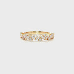 Marquise and round diamond band in yellow gold