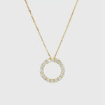 18ct yellow gold Diamond Circle of Life Pendant featuring a 12mm open circle with claw-set round brilliant cut diamonds totalling 0.54ct.