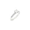 18ct white gold diamond ring featuring a 0.51ct princess cut diamond with ten round brilliant cut diamond accents.