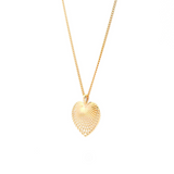 9ct yellow gold puff heart pendant with polished open wire design and fixed pendant runner. Chain sold separately.