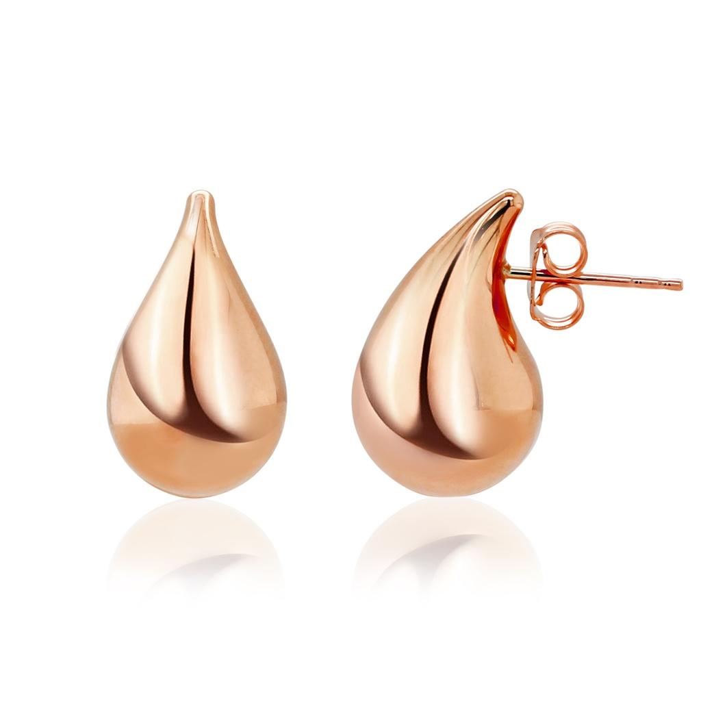 9ct rose gold puff pear stud earrings with smooth tapered design