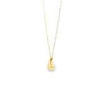 9ct yellow gold puff teardrop pendant with polished finish on a 45cm fine trace link chain.