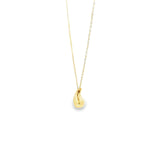 9ct yellow gold puff teardrop pendant with polished finish on a 45cm fine trace link chain.