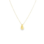 9ct yellow gold puff teardrop pendant with polished finish on a 45cm fine trace link chain.