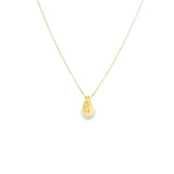 9ct yellow gold puff teardrop pendant with polished finish on a 45cm fine trace link chain.