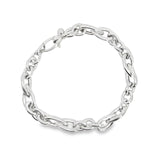 Sterling silver Quinn bracelet featuring oval links and double pear-shaped feature links, secured with a parrot clasp.