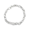 Sterling silver Quinn bracelet featuring oval links and double pear-shaped feature links, secured with a parrot clasp.