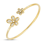 Roberto Coin Jasmine 18ct yellow gold diamond bangle with double flower design and rope detailing