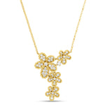 Roberto Coin Jasmine 18ct yellow gold diamond necklet with four flower drop design and rope detailing