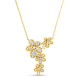 Roberto Coin Jasmine 18ct yellow gold diamond necklet with four flower drop design and rope detailing