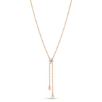 Roberto Coin Love In Verona 18ct rose gold diamond necklet featuring an adjustable diamond-set flower slider on a ball link chain with beaded ends and signature ruby on the reverse.