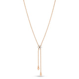 Roberto Coin Love In Verona 18ct rose gold diamond necklet featuring an adjustable diamond-set flower slider on a ball link chain with beaded ends and signature ruby on the reverse.