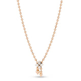 Roberto Coin Love In Verona 18ct rose gold diamond necklet featuring an adjustable diamond-set flower slider on a ball link chain with beaded ends and signature ruby on the reverse.