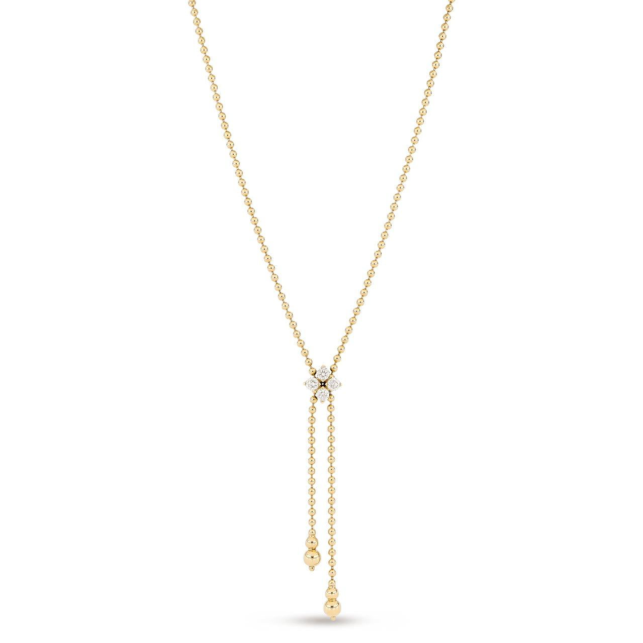 Roberto Coin Love in Verona diamond necklet in yellow gold with adjustable flower detail