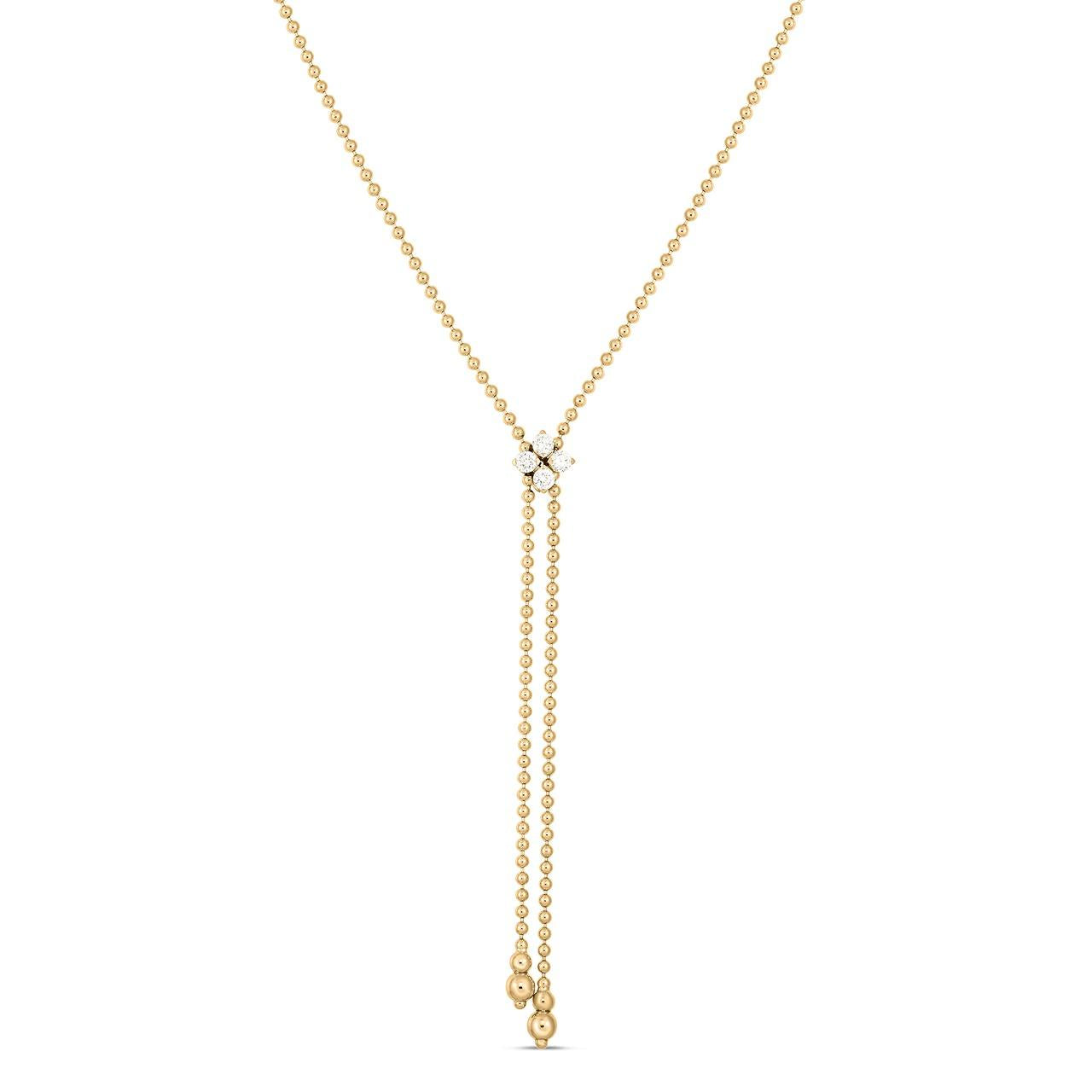 Roberto Coin Love in Verona diamond necklet in yellow gold with adjustable flower detail