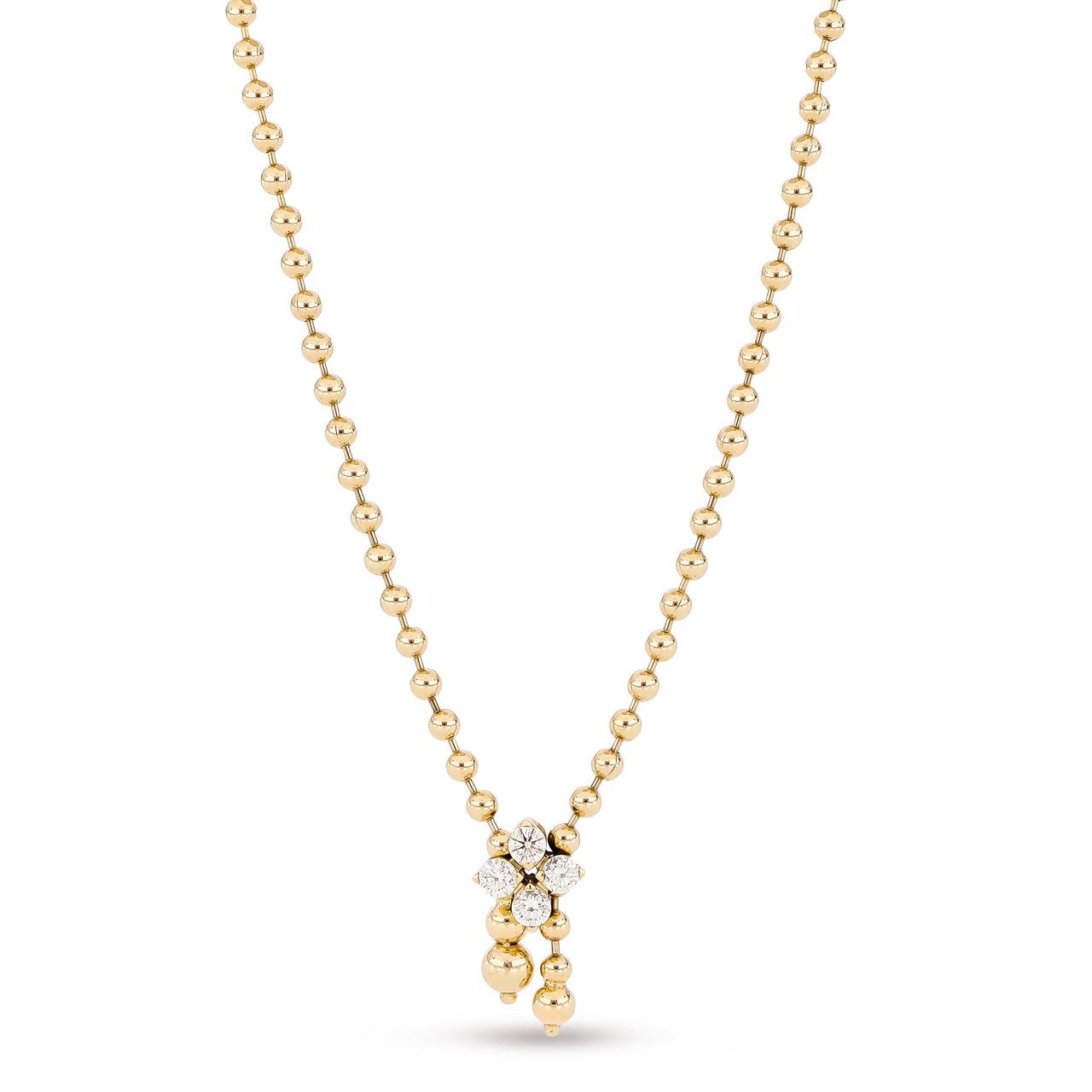 Roberto Coin Love in Verona diamond necklet in yellow gold with adjustable flower detail