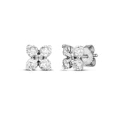 Roberto Coin Love in Verona diamond stud earrings in white gold with floral pattern