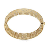 Roberto Coin Princess diamond bangle in yellow gold with satin finish and rope detail