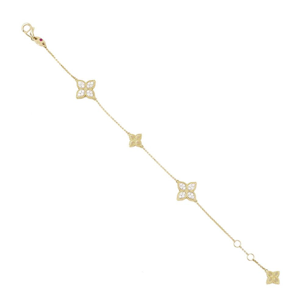 Roberto Coin Princess Flower diamond bracelet in yellow and white gold