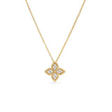 Roberto Coin Princess Flower diamond necklace in yellow and white gold