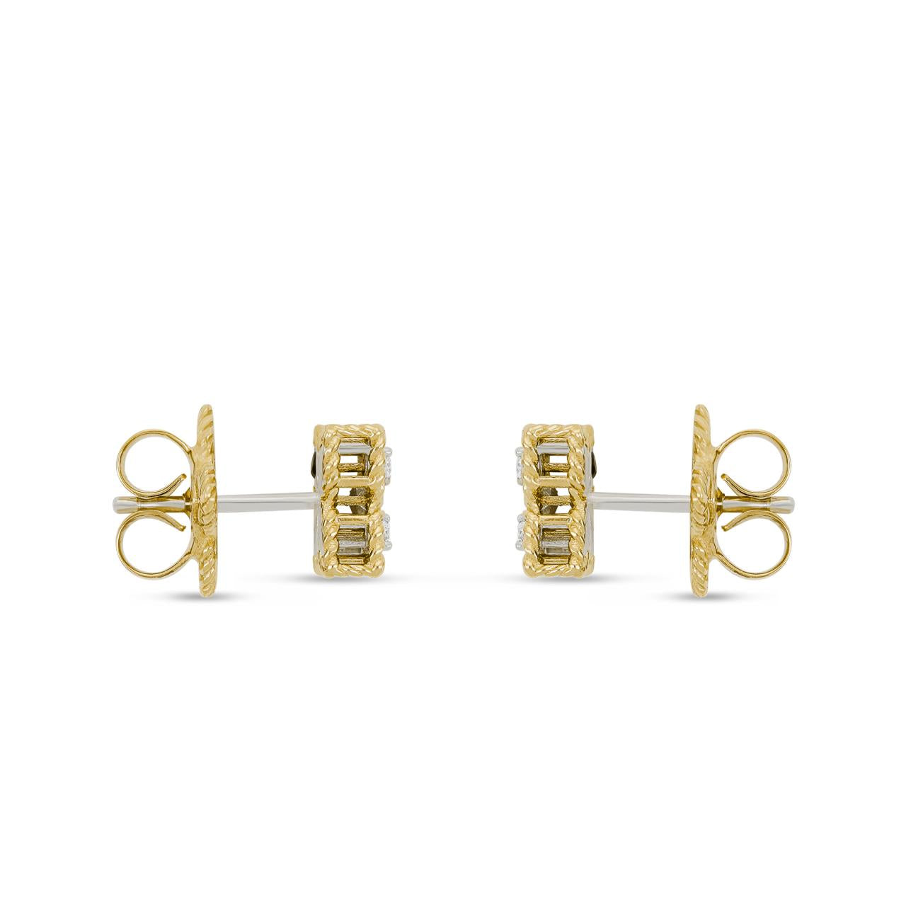Roberto Coin Princess Flower diamond stud earrings in yellow and white gold