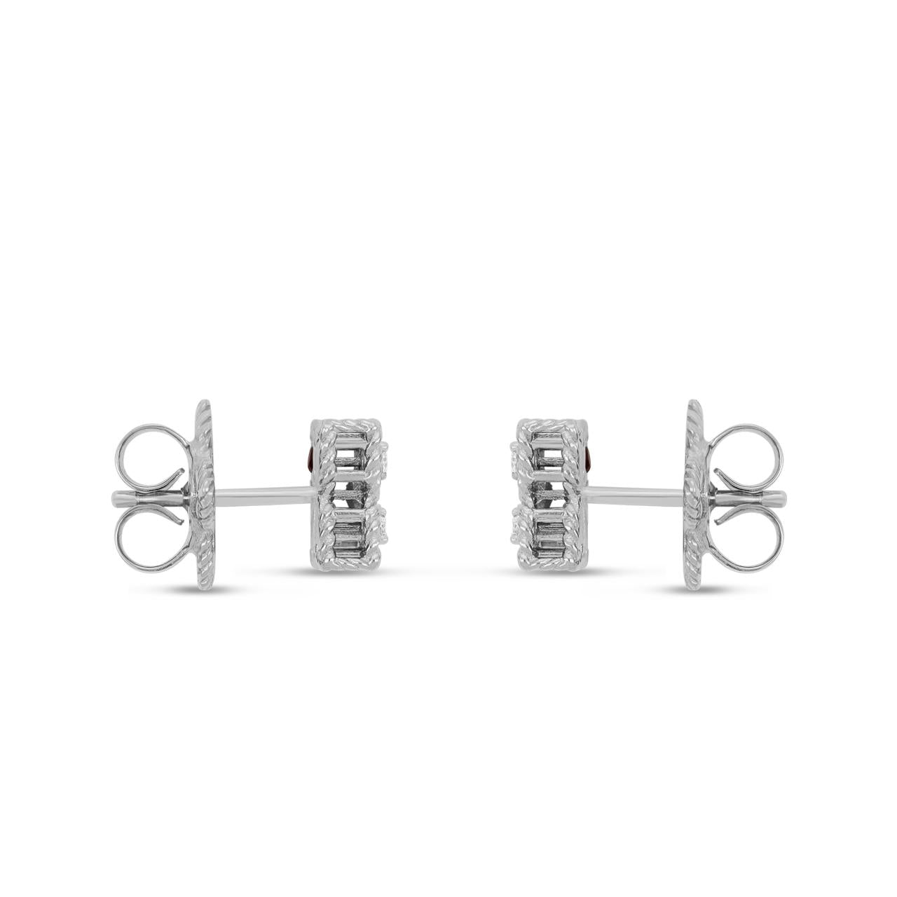Roberto Coin Princess Flower diamond stud earrings in white gold
