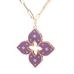 Roberto Coin Venetian Princess necklace with diamond flower pendant in rose gold and titanium